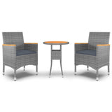 Vidaxl 3-delige tuinset poly rattan grijs