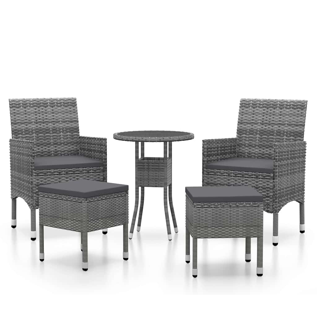 Vidaxl 5-delige loungeset poly rattan grijs