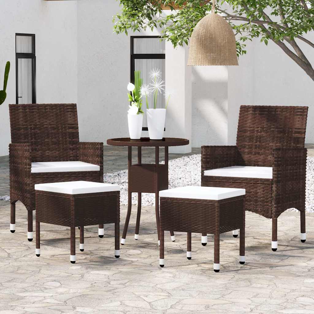 Vidaxl 5-delige loungeset poly rattan bruin