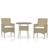 Vidaxl 3-delige tuinset poly rattan beige