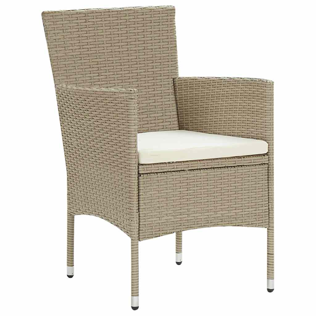 Vidaxl 3-delige tuinset poly rattan beige
