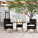 Vidaxl 3-delige tuinset poly rattan zwart