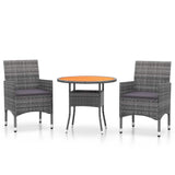 Vidaxl 3-delige tuinset poly rattan grijs