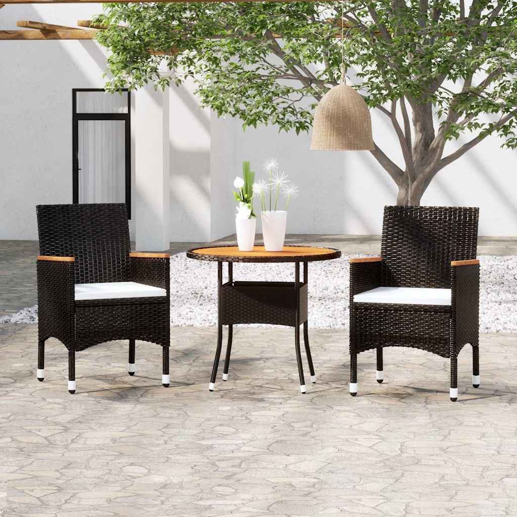 Vidaxl 3-delige tuinset poly rattan zwart
