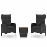 Vidaxl 3-delige bistroset poly rattan en acaciahout zwart