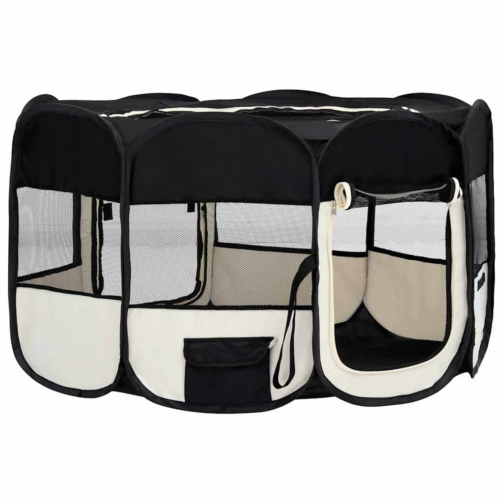 Vidaxl Hund Ren falten mit Trägertasche 145x145x61 cm schwarz