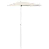 Vidaxl parasol half met paal 180x90 cm zandkleurig