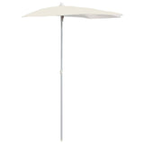 Vidaxl parasol half met paal 180x90 cm zandkleurig