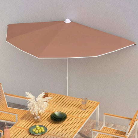 Vidaxl Sonnenschirmhälfte mit Mast 180x90 cm terrakottafarben