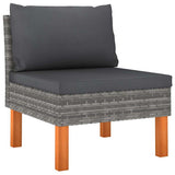 Vidaxl middenbank poly rattan en massief eucalyptushout