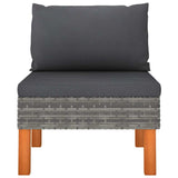 Vidaxl middenbank poly rattan en massief eucalyptushout
