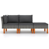 Vidaxl 3-delige loungeset poly rattan en massief eucalyptushout