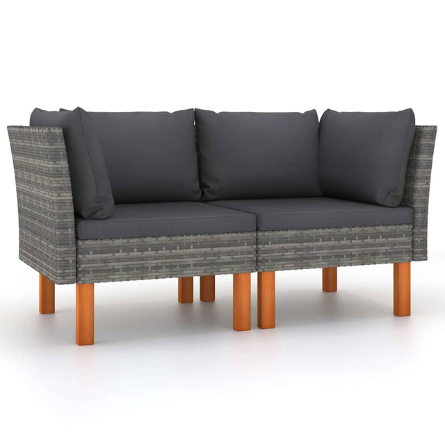 Vidaxl hoekbanken 2 st poly rattan en massief eucalyptushout