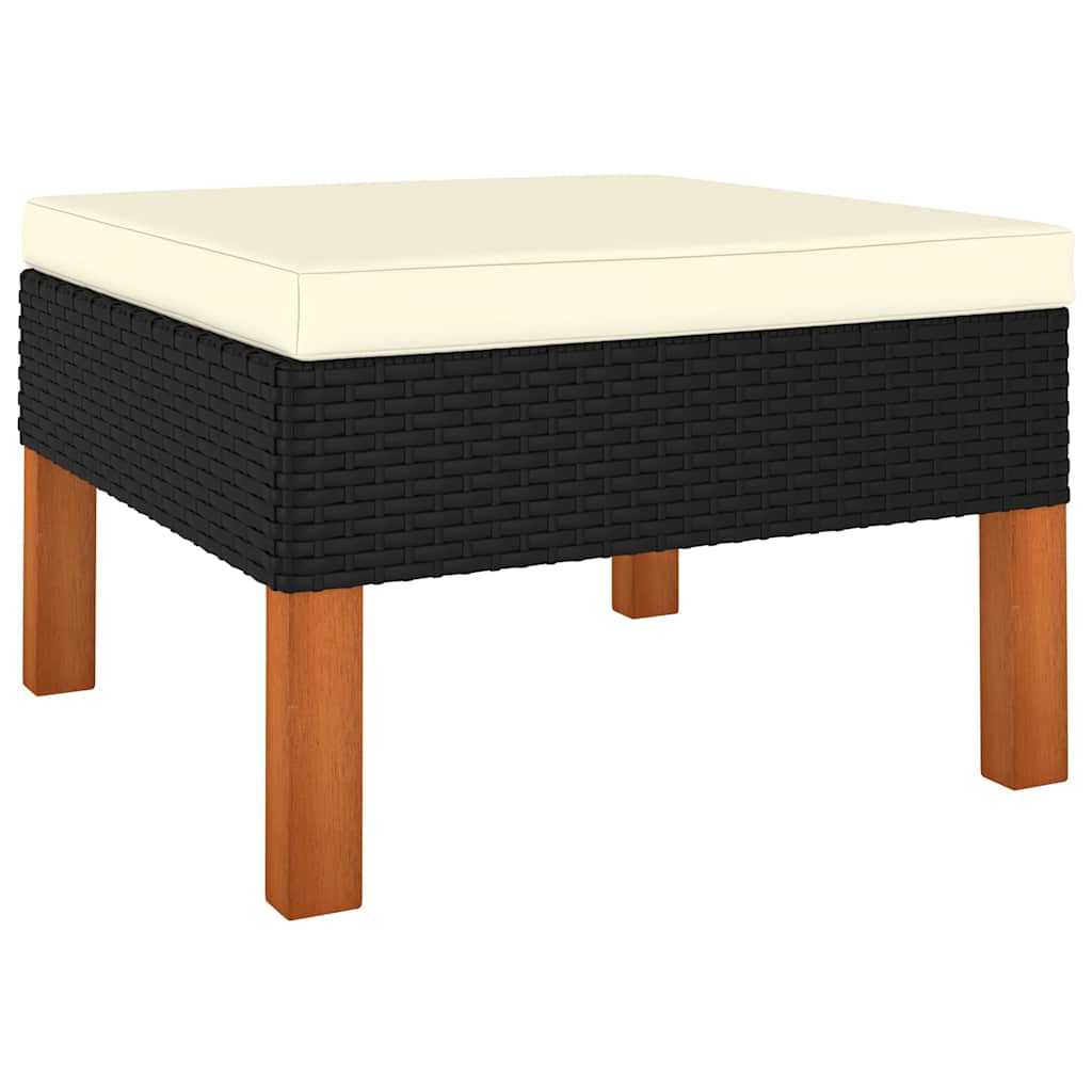 Vidaxl voetenbank poly rattan en massief eucalyptushout