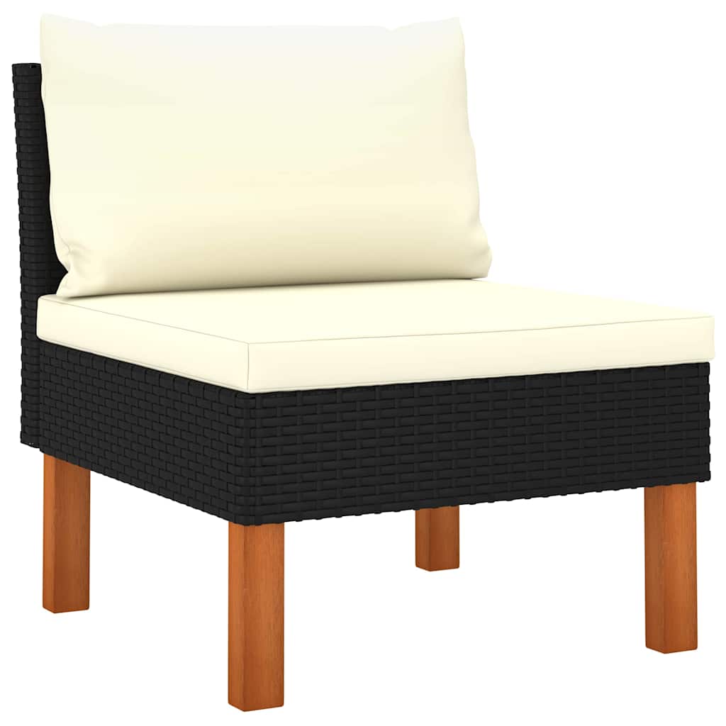 Vidaxl middenbanken 2 st poly rattan en massief eucalyptushout