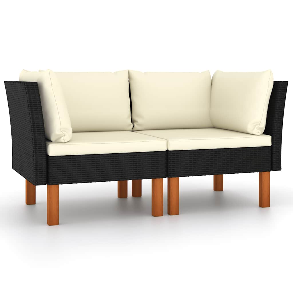 Vidaxl hoekbanken 2 st poly rattan en massief eucalyptushout
