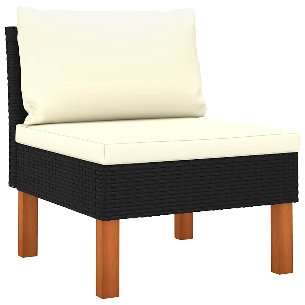 Vidaxl middenbanken 3 st poly rattan en massief eucalyptushout