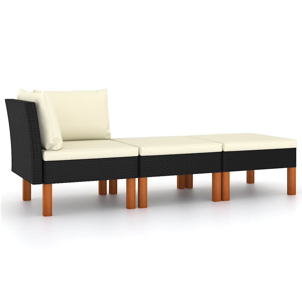 Vidaxl 3-delige loungeset poly rattan en massief eucalyptushout