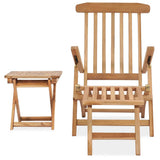Vidaxl ligstoel met voetensteun en tafel massief teakhout