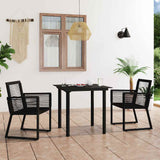 Vidaxl 3-delige tuinset pvc-rattan zwart