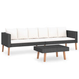 Vidaxl 2-delige loungeset met kussens poly rattan zwart