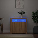 Vidaxl dressoir met led-verlichting 80x35x75 cm sonoma eikenkleurig