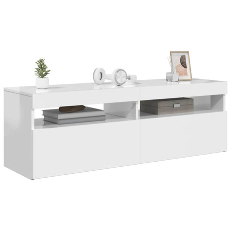 Vidaxl tv-meubel met led-verlichting 120x35x40 cm hoogglans wit
