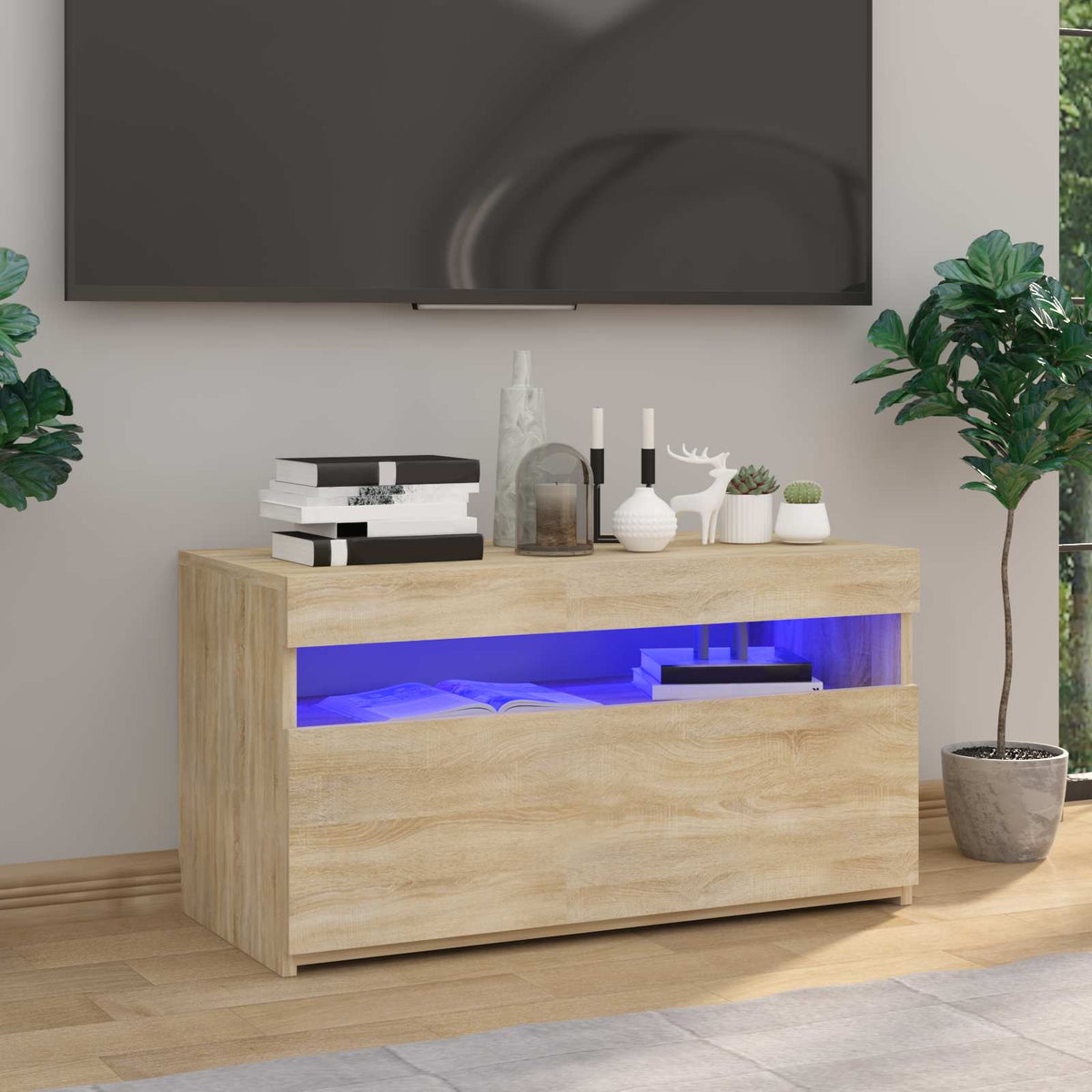 Vidaxl tv-meubel met led-verlichting 75x35x40 cm sonoma eikenkleurig