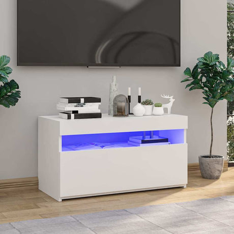 Vidaxl tv-meubel met led-verlichting 75x35x40 cm hoogglans wit