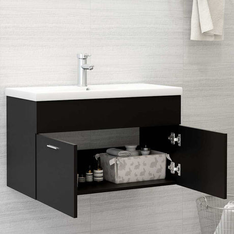 Vidaxl wastafelkast 80x38,5x46 cm bewerkt hout zwart