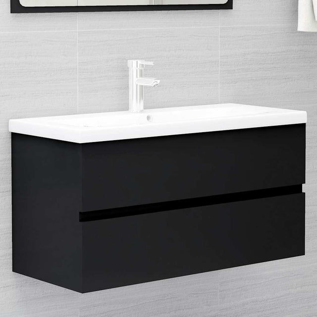 Vidaxl wastafelkast 90x38,5x45 cm bewerkt hout zwart