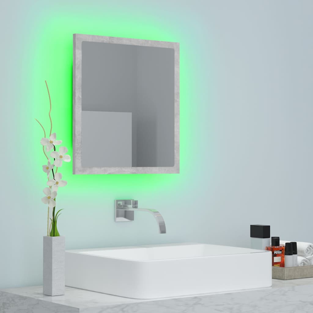 Vidaxl badkamerspiegel led 40x8,5x37 cm acryl betongrijs