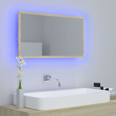 Vidaxl badkamerspiegel led 80x8,5x37 cm acryl sonoma eikenkleurig