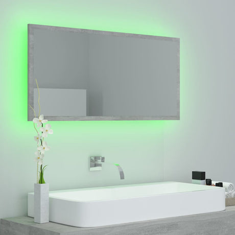 Vidaxl badkamerspiegel led 90x8,5x37 cm acryl betongrijs