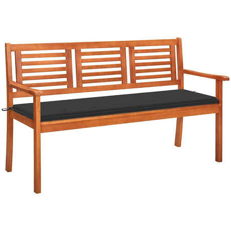 Vidaxl tuinbank 3-zits met kussen 150 cm massief eucalyptushout