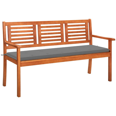 Vidaxl tuinbank 3-zits met kussen 150 cm massief eucalyptushout