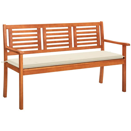 Vidaxl tuinbank 3-zits met kussen 150 cm massief eucalyptushout