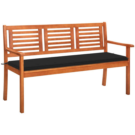 Vidaxl tuinbank 3-zits met kussen 150 cm massief eucalyptushout