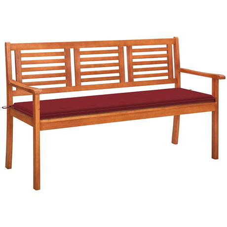 Vidaxl tuinbank 3-zits met kussen 150 cm massief eucalyptushout