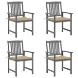 Vidaxl tuinstoelen 4 st met kussens massief acaciahout grijs