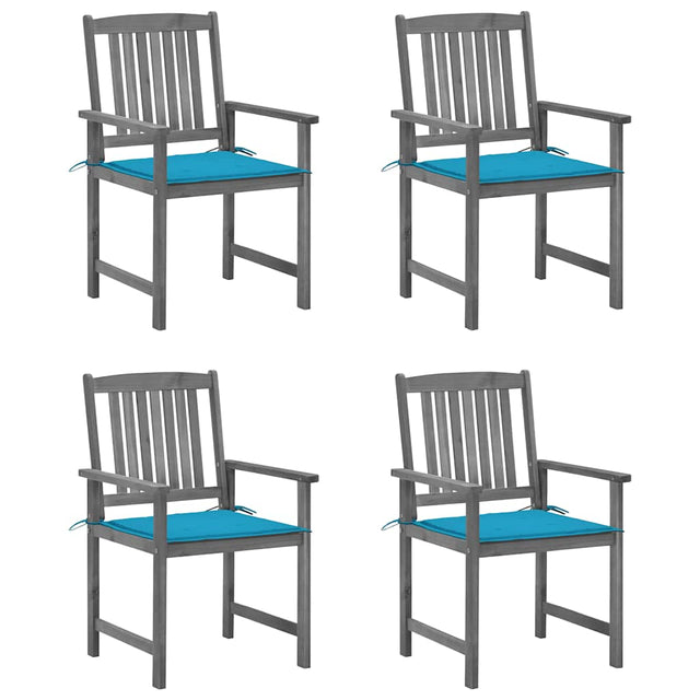 Vidaxl tuinstoelen 4 st met kussens massief acaciahout grijs
