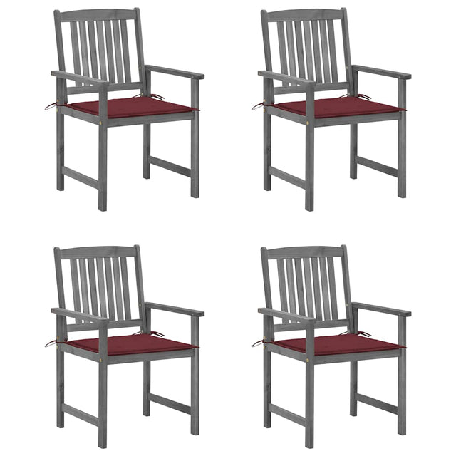 Vidaxl tuinstoelen 4 st met kussens massief acaciahout grijs