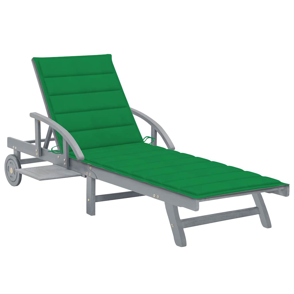 Vidaxl ligbed met kussen massief acaciahout