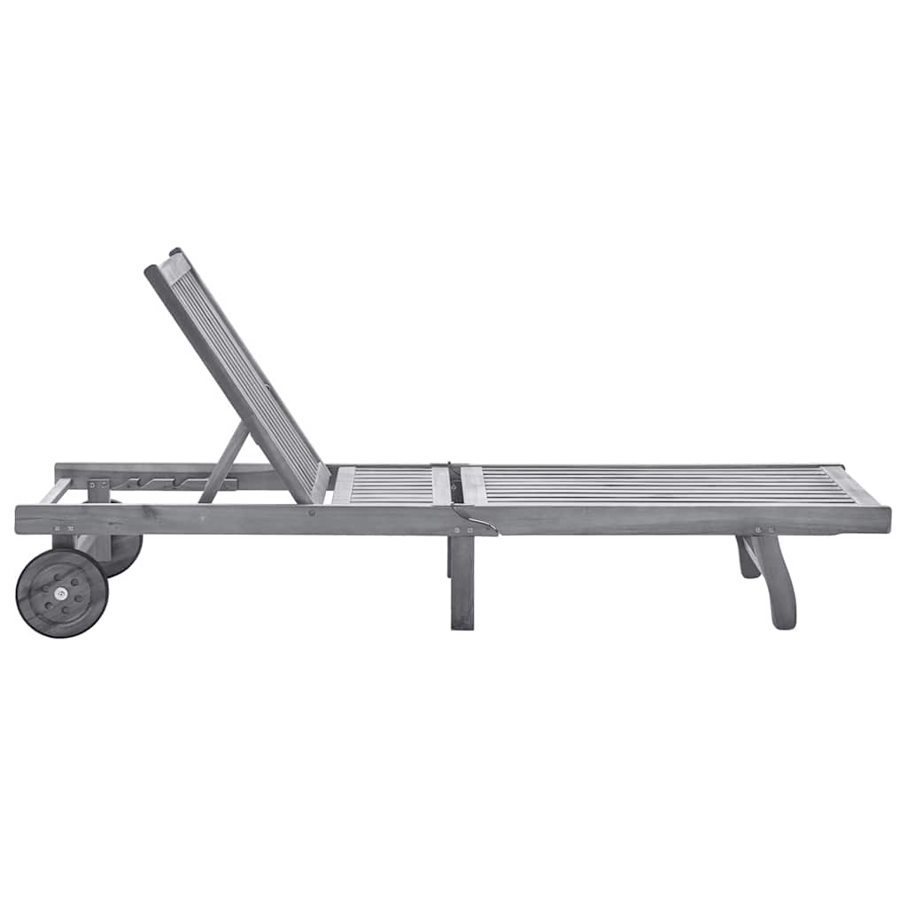 Vidaxl ligbed met kussen massief acaciahout grijs