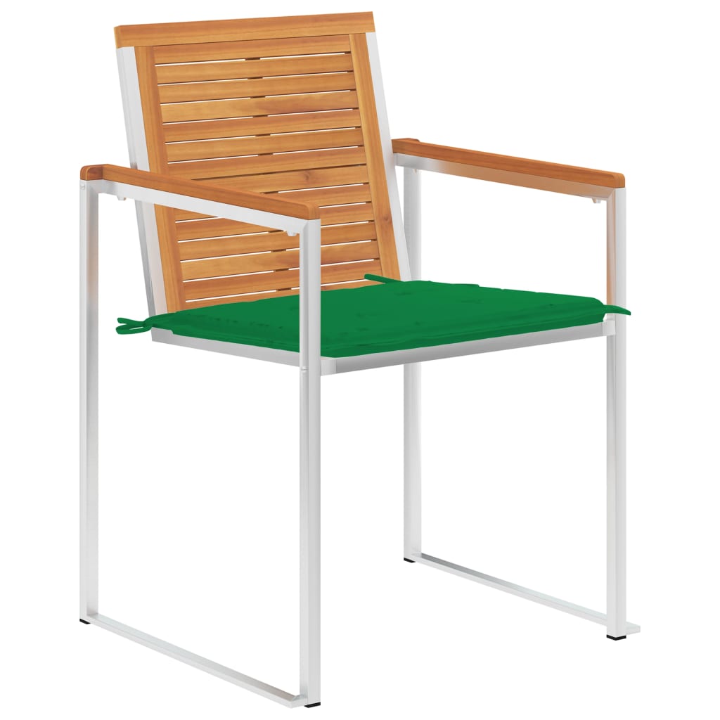 Vidaxl tuinstoelen 2 st met kussens massief acaciahout en staal