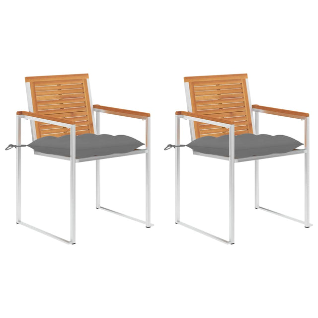 Vidaxl tuinstoelen 2 st met kussens massief acaciahout en staal