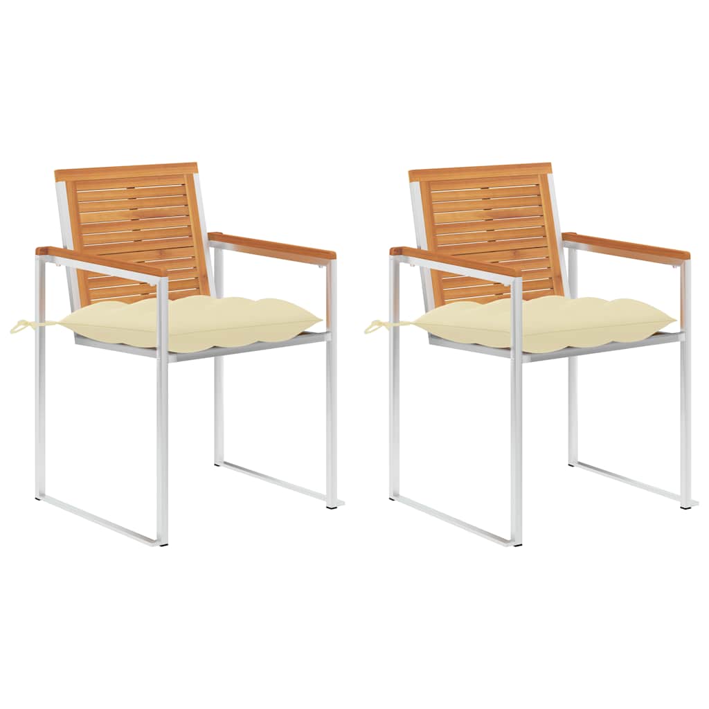 Vidaxl tuinstoelen 2 st met kussens massief acaciahout en staal