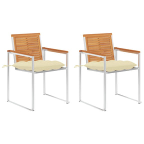 Vidaxl tuinstoelen 2 st met kussens massief acaciahout en staal