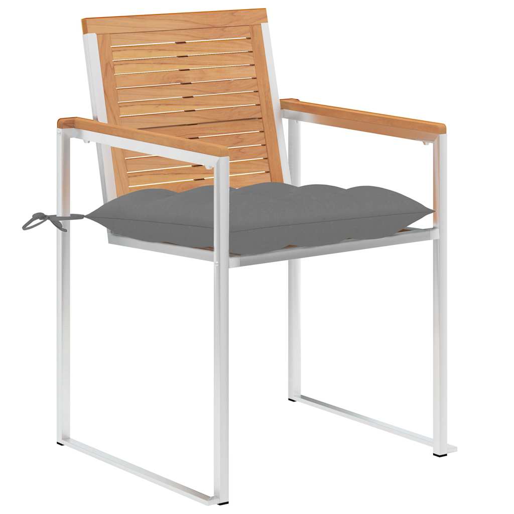 Vidaxl tuinstoelen 2 st met kussens massief teakhout en staal