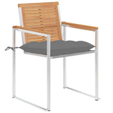 Vidaxl tuinstoelen 2 st met kussens massief teakhout en staal